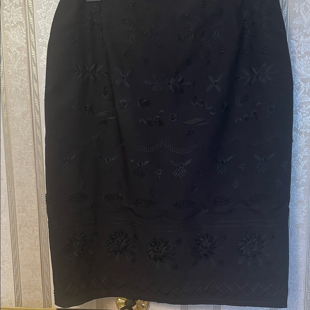 Elegant Black Nygard Collection Embroidered Skirt - a timeless Holiday basic